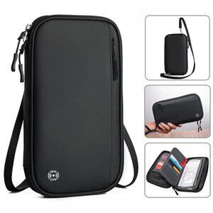 Waterproof, RFID Crossbody Travel Wallet - Black